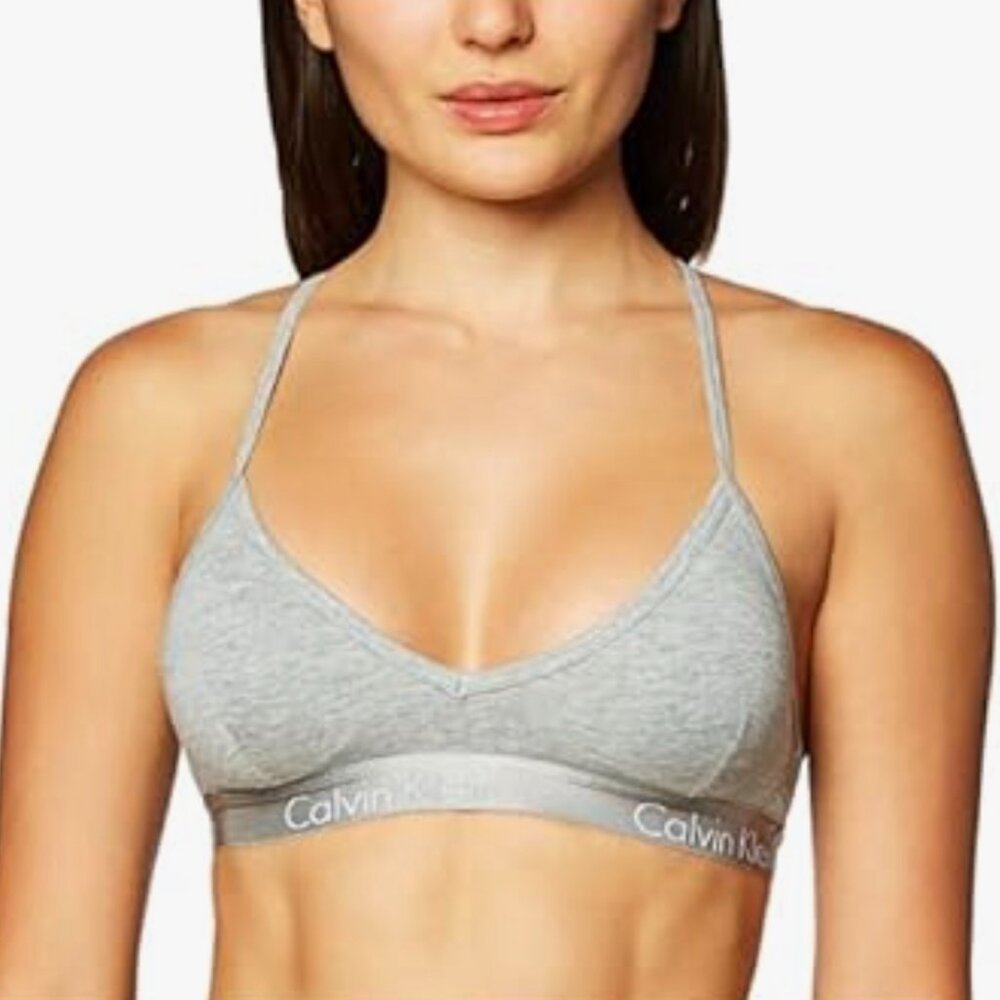 Calvin Klein Motive Cotton Lightly Lined Racerback Bralette in heather